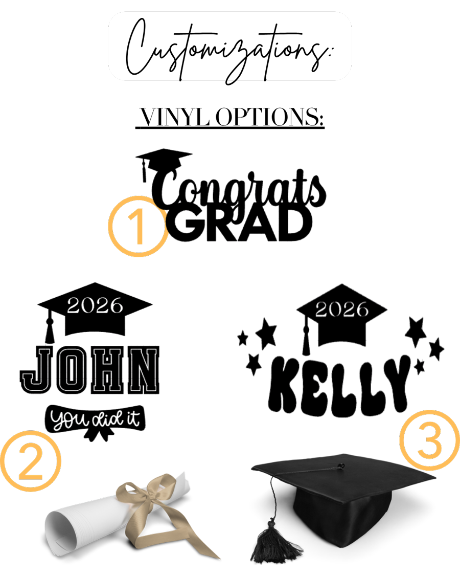 Vinyl design options 1, 2, and 3